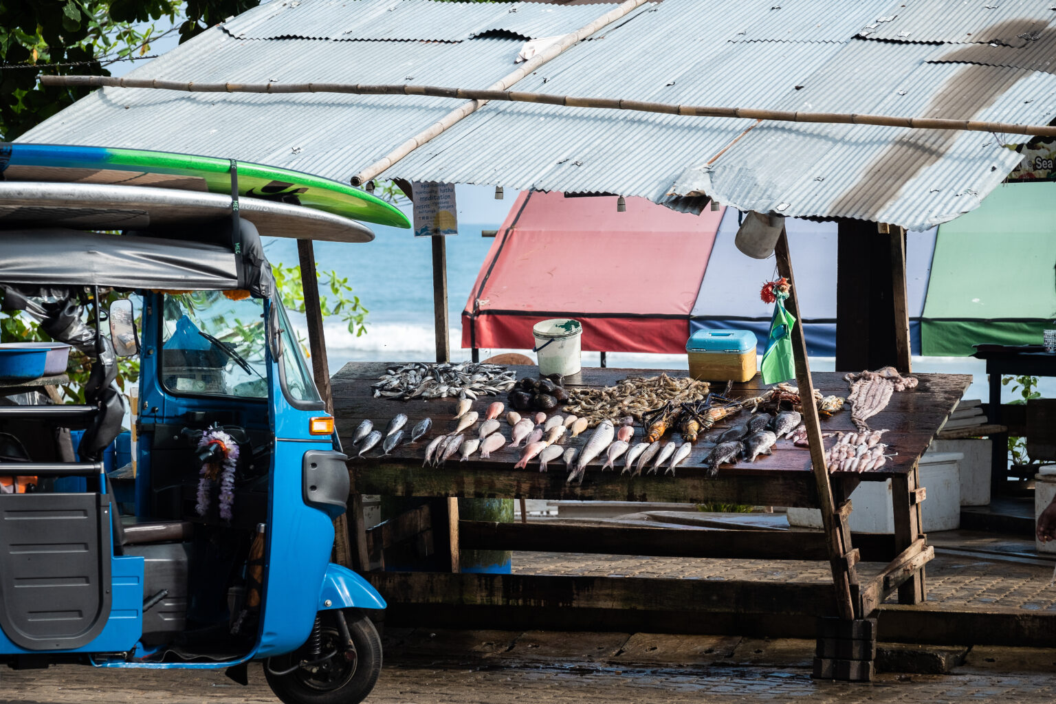 A tuktuk in the fish market in Negombo