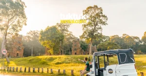 Cambodia travel safety tuktukrental white tuk Logo