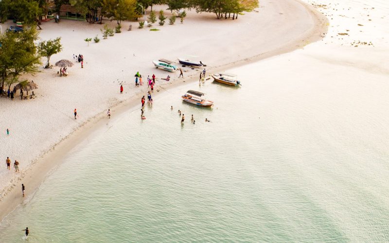 A drone picture of Casuarina Beach.