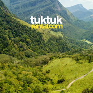 A scenic view of lush green mountains.
