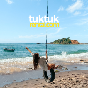 Logo depicting women swinging near the sea.