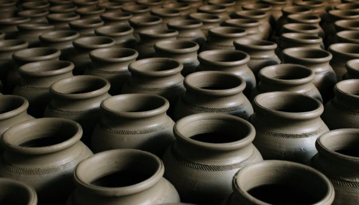 Image of various pots, suitable for use as a background picture.